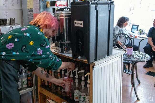 Next to Lizzie Borden's famous house, Miss Lizzie's Coffee serves Fall River's finest drinks.