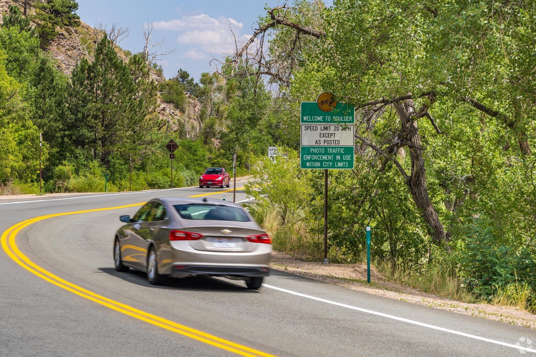 Boulder Canyon Drive is the main thoroughfare in and out of Crisman to Boulder.