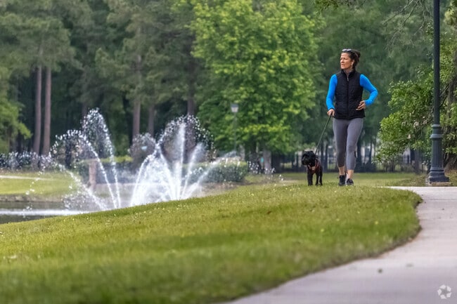 Benders Landing residents enjoy taking their pets out for a walk in the early morning.