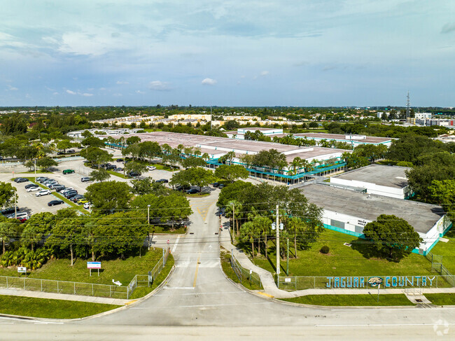 An elevated view of Indian Ridge Middle School in Davie, FL.