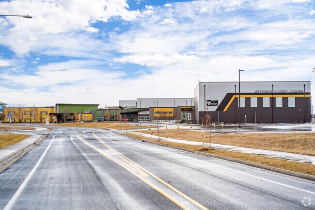 An overview of Jefferson Academy High School in Westminster, Colorado.