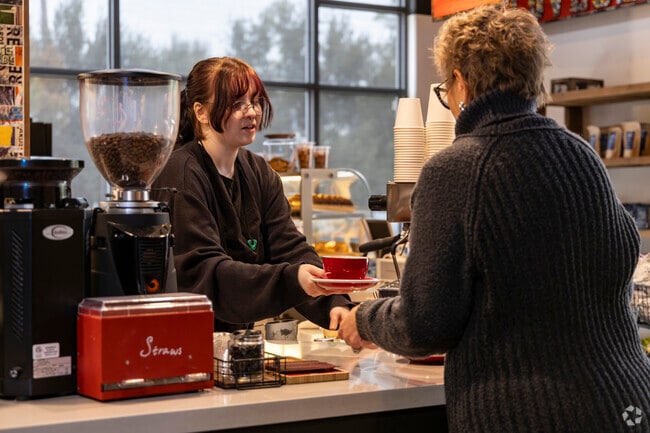 Stop in at the Lovebeans Coffeehouse in Creekside Park for hot drinks and pastries.