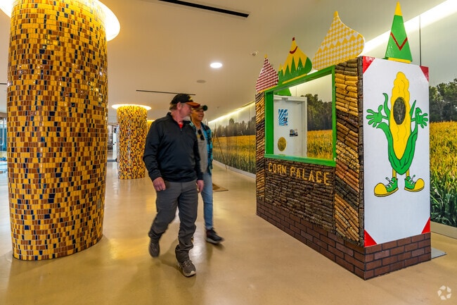 The Corn Palace celebrates Mitchell's history of corn and grain production.