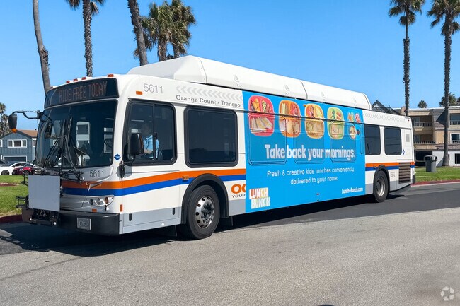 OC Bus route has a fun ride to the beach here at Southeast Huntington.