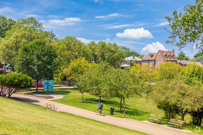 Nearby Frick Park offers miles of trails across the massive public space in Pittsburgh, PA.