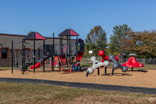 Elm Tree Elementary School has a large outdoor playground.