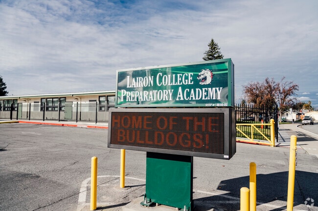 The signage of Lairon College Preparatory Academy in San Jose, California.