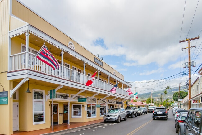 The world renowned Lahaina Grill and Hotel sits just off of Front Street near the ocean.