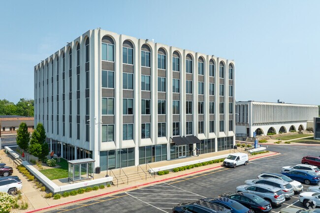 This excellent mid century office plaza is an example of the beautiful architecture in the area.