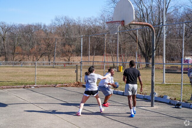 Twin Oaks Park in New Chicago is a great place to spend time with family and play basketball.