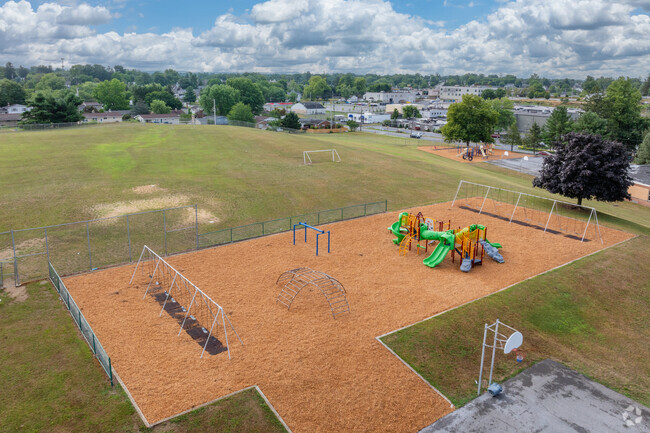 The recreational fields and playground is lively for the children at North Side Elementary.