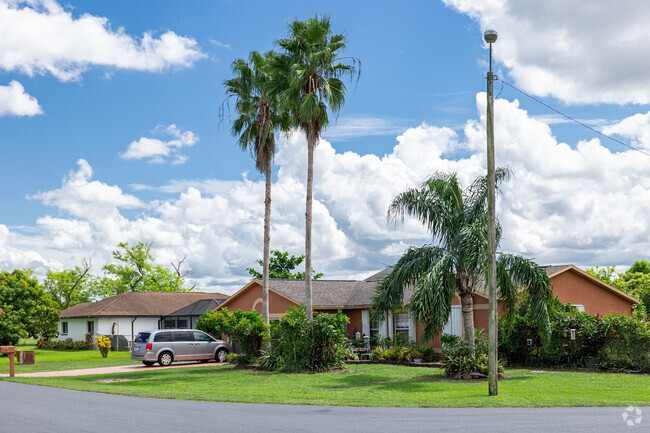Most homes in Lehigh Acres are Florida ranch style with tropical landscaping.