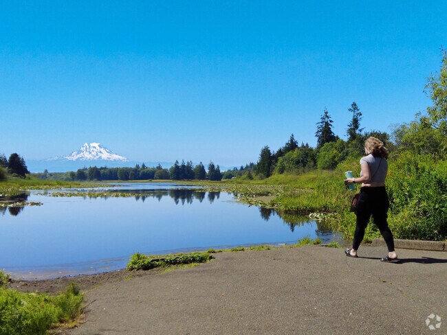 Chamber Lake Nature park contains forested wetlands, upland forest, and a large open field.