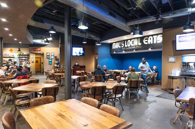 Patrons like the contemporary casual decor in Mac Local Eats in Cheltenham.