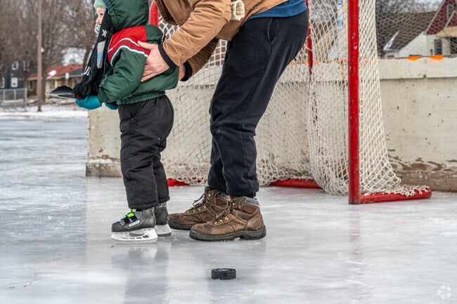 Standish residents skate on Lake Hiawatha’s winter rinks near the golf course.