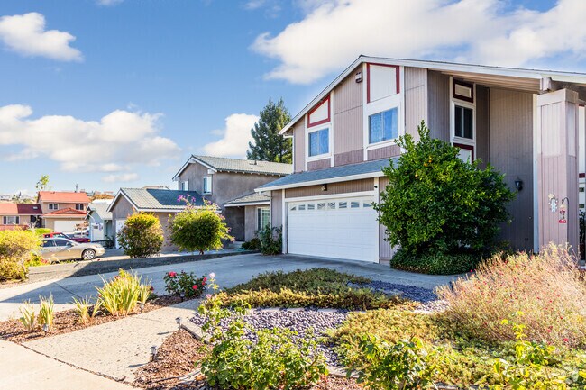 A row of homes nestled in the hills of Hercules