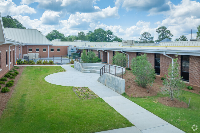 Bay Creek Elementary School courtyard is a popular meeting place for students.