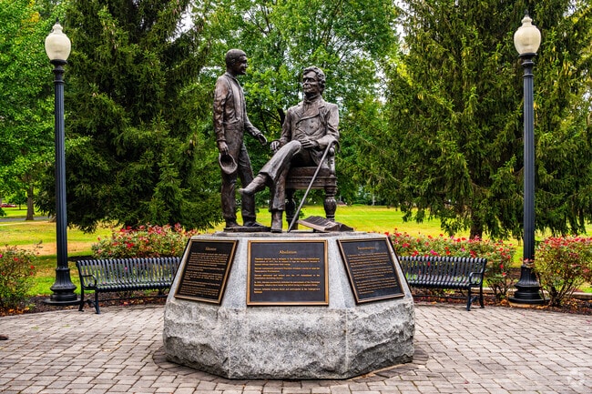 A memorial statue of Thaddeus Stevens, an iconic figure in American history.