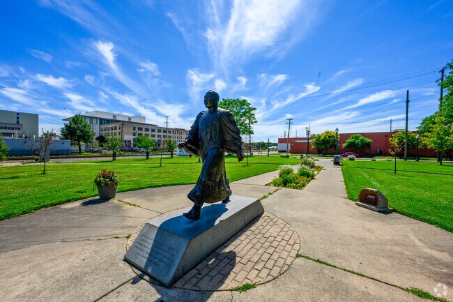 The statue of Dr. Martin Luther King Jr. is located in the Northside Park honoring him.