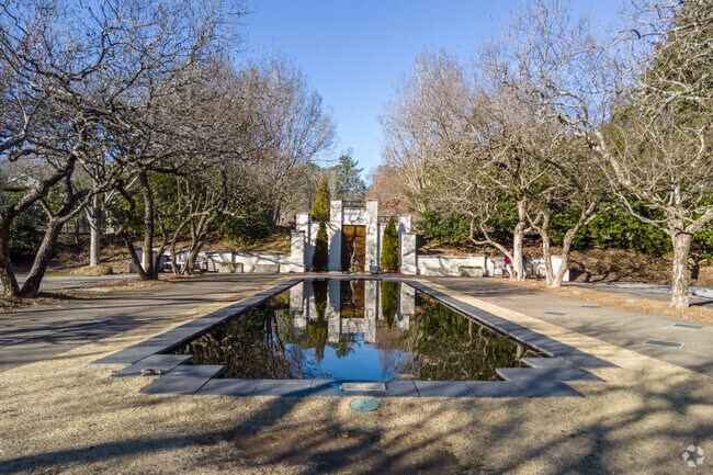A fountain inside the Birmingham Botanical Gardens.