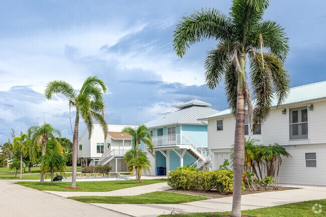 Bokeelia features many raised coastal homes with a beachy design.