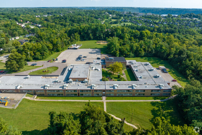 Aerial view of the school's campus.