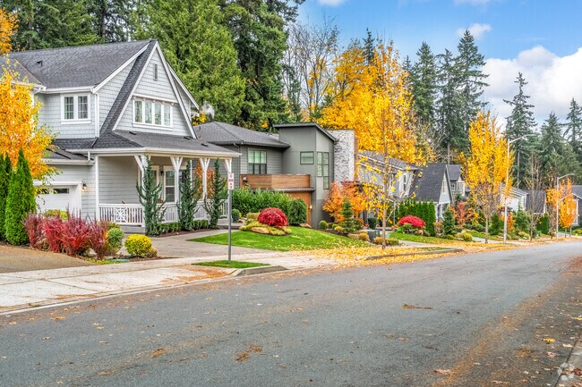 A row of Bothell West homes on a quiet residential street.