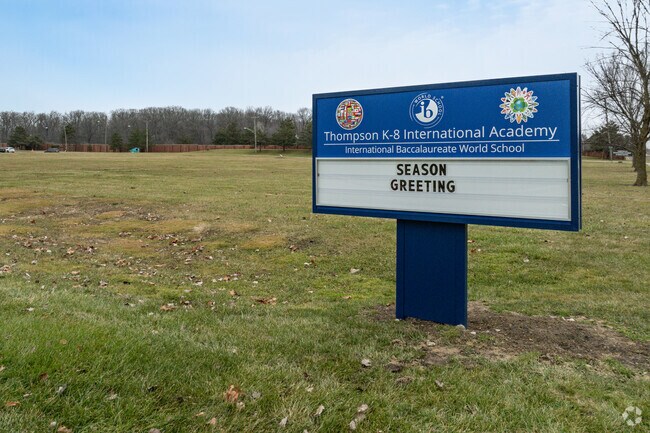 Thompson K-8 International Baccalaureate Academy signage.