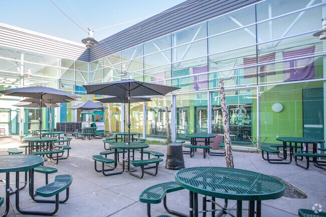 Lighthouse Community Charter School has two atriums for students to enjoy for lunch time.