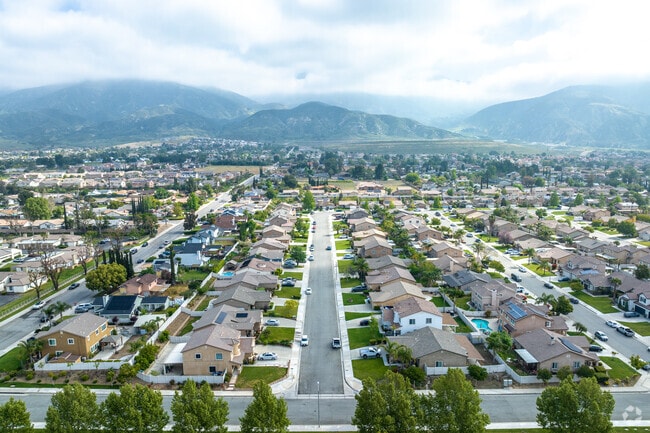 Aerial picture showing the Verdemont neighborhood in San Bernardino, California.