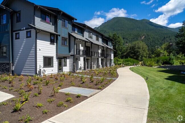 The area between the river and Southeast North Bend Way has a concentration of townhomes and condos.