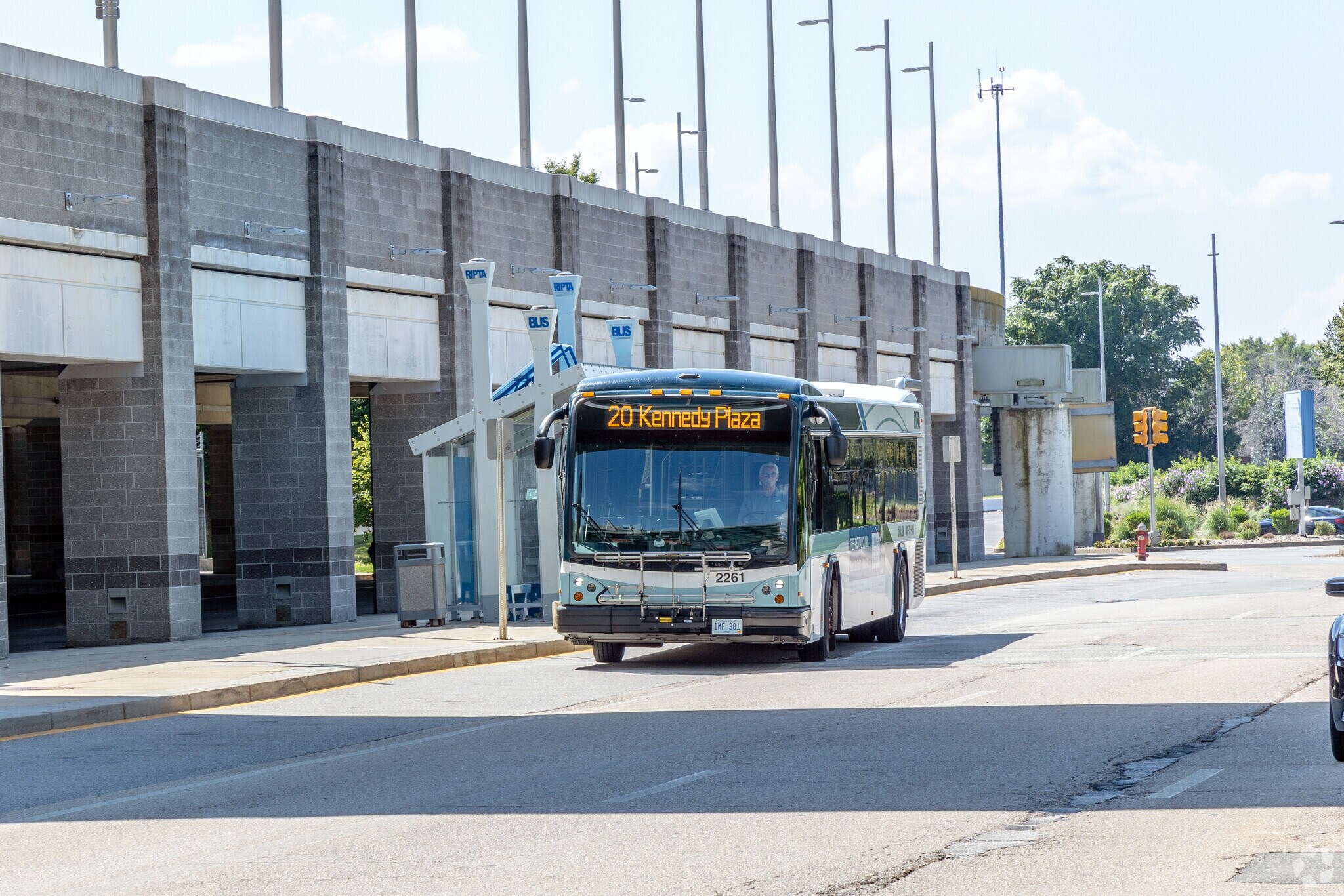 Busses cross the Warwick City Center from the airport to downtown Providence with safe service.