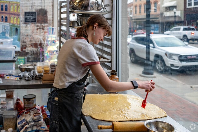 Visitors to Louisville, Ohio can watch the cinnamon rolls being made at The Alley Cafe and Bakery.