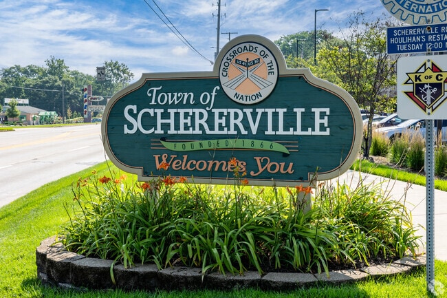 Welcome to Schererville sign that you'll see all over the area.