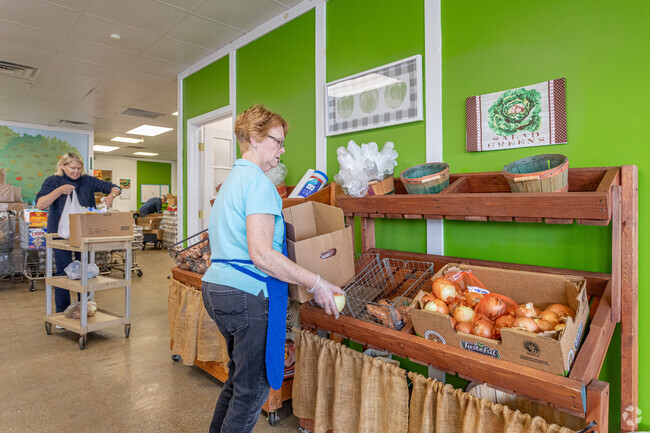 The Green Apple Pantry, north of Mapleview, provides low-income residents with food assistance.