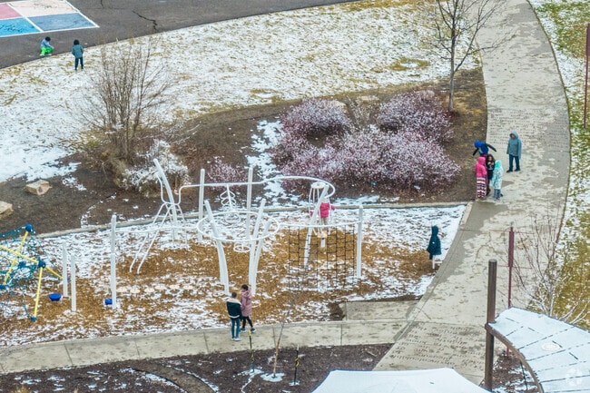 Jungle gym at Schmitt Elementary School on a winter day.