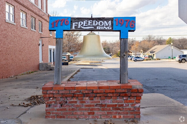 The town celebrates freedom with a freedom bell in the center of Cleveland.