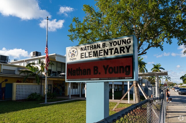 The Nathan B. Young Elementary School sign.