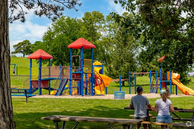 A play structure for kids is just a walk from the Cascades at Sparks Foundation County Park.