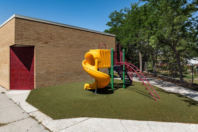 A small playground serves the youngest students at Hunter Elementary School.
