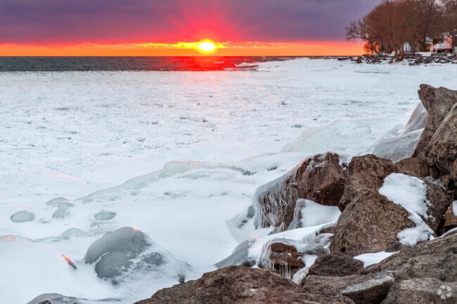 Lake Ontario at the Isthmus near Watertown is known for having the best sunset views in New York.