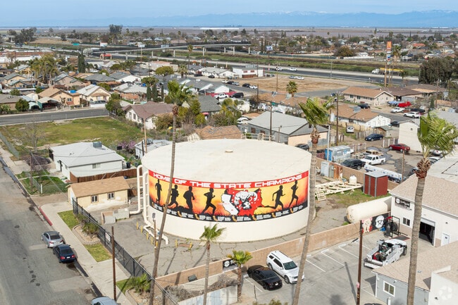 A large mural in McFarland reflects the local pride in their high school track team.