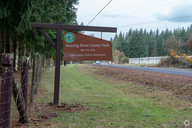 Signage welcomes you as you arrive to Roaring River County Park.
