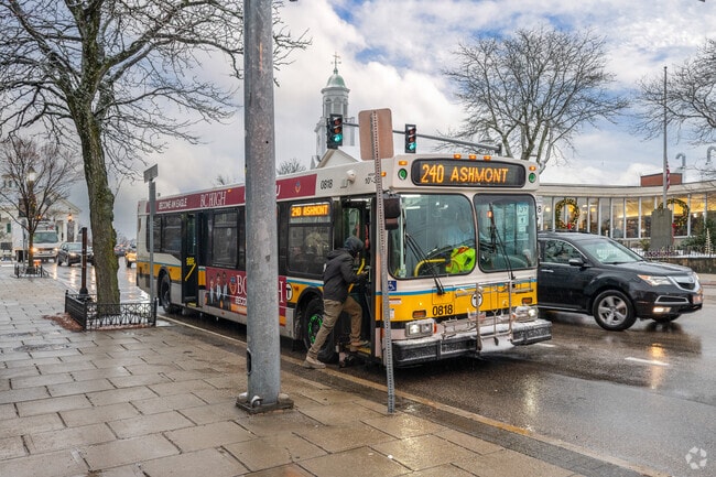 Public transportation makes it easy to get around Downtown Randolph.