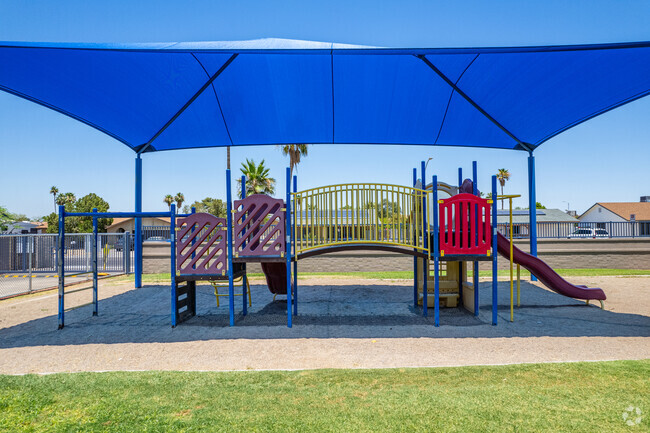 Children enjoy an exciting playground at Tumbleweed Elementary School in Phoenix.