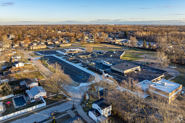 Aerial view of Roosevelt/Mcgrath Elementary School.