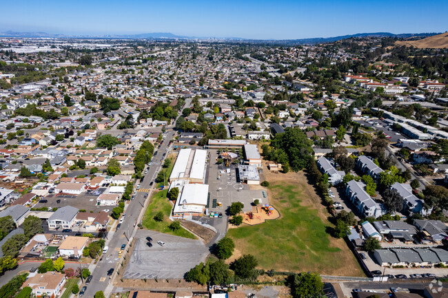 Aerial view of Hillside Elementary located in Ashland, San Leandro CA.