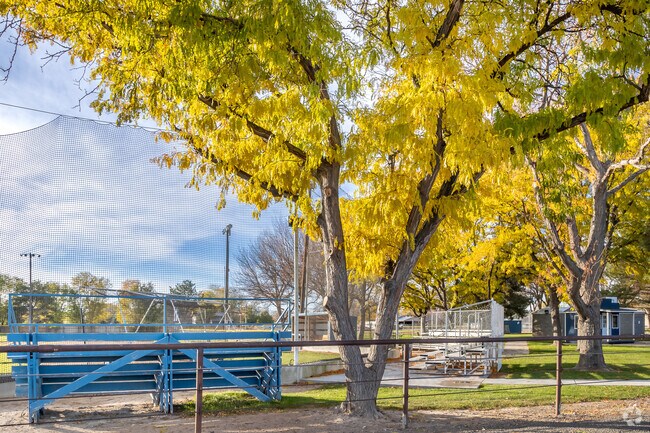 Local families gather at Ginnis Park bleachers to cheer on youth baseball teams.