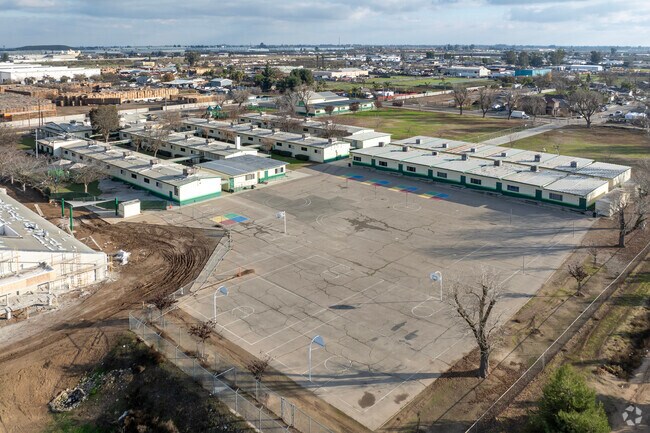 The basketball courts at West Fresno Elementary School in Fresno.