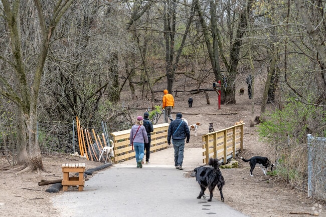 The Battle Creek Dog Park is on the south side of the Battle Creek Park.